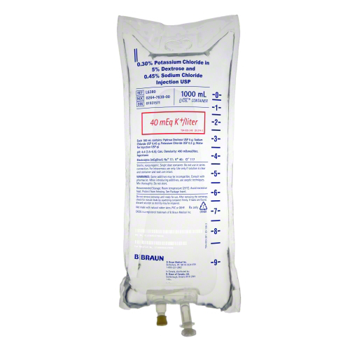 0.30% POTASSIUM CHLORIDE IN 5% DEXTROSE AND 0.45% SODIUM CHLORIDE INJECTION 300 MG / 100 ML SOLUTION - DIN 01931571