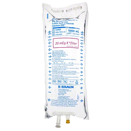 0.15% POTASSIUM CHLORIDE IN 5% DEXTROSE AND 0.20% SODIUM CHLORIDE INJECTION USP 5 G / 100 ML SOLUTION - DIN 01931598