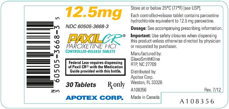 PAXIL CR 12.5 MG TABLET (EXTENDED-RELEASE) - DIN 02248503